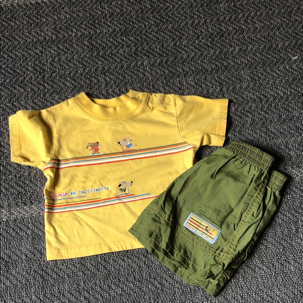 Children's Yellow & Green Short Sleeve Matching Set
